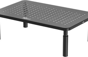 WALI Computer Monitor Stand for Desk, Adjustable Laptop Riser, Desk Monitor Stand Underneath Storage for Office, Home, School Supplies (STT003), 1 Pack, Black