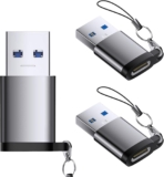 USB C Female to USB Male Adapter 3 Pack, OTG Converter, Type C to USB A Charger Cable Converter Compatible for Apple Watch iPhone 16 15 14 13 AirPods 3 MacBook Samsung S24 Nintendo Switch Car