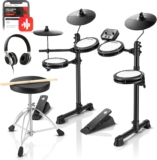 Donner DED-80 Electronic Drum Set with 4 Quiet Mesh Pads, 180+ Sounds, 2 Pedals, Throne, Headphones, Sticks, and Melodics Lessons
