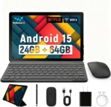 Latest 2025 Upgraded Android Tablet 10.1 Inch with IPS HD Touch Screen, Dual Camera, 64GB Storage 1TB Expansion, 8 in 1 Tablets Kit with Keyboard, Protective Case, Mouse, Stylus, BT 5.4, WiFi 6