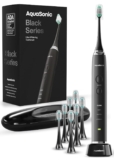 Aquasonic Black Series Ultra Whitening Toothbrush – ADA Accepted Electric Toothbrush- 8 Brush Heads & Travel Case – 40,000 VPM Electric Motor & Wireless Charging – 4 Modes w Smart Timer